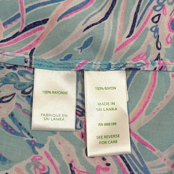 Lilly Pulitzer Natalie Shirtdress Cover-Up SZ Small Blue Pink Ocean Beach Fish - Picture 6 of 7